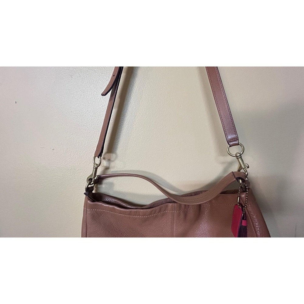 Vintage Coach Brown Pebbled Leather Convertible Hobo Crossbody Brass Hardware - Picture 6 of 13